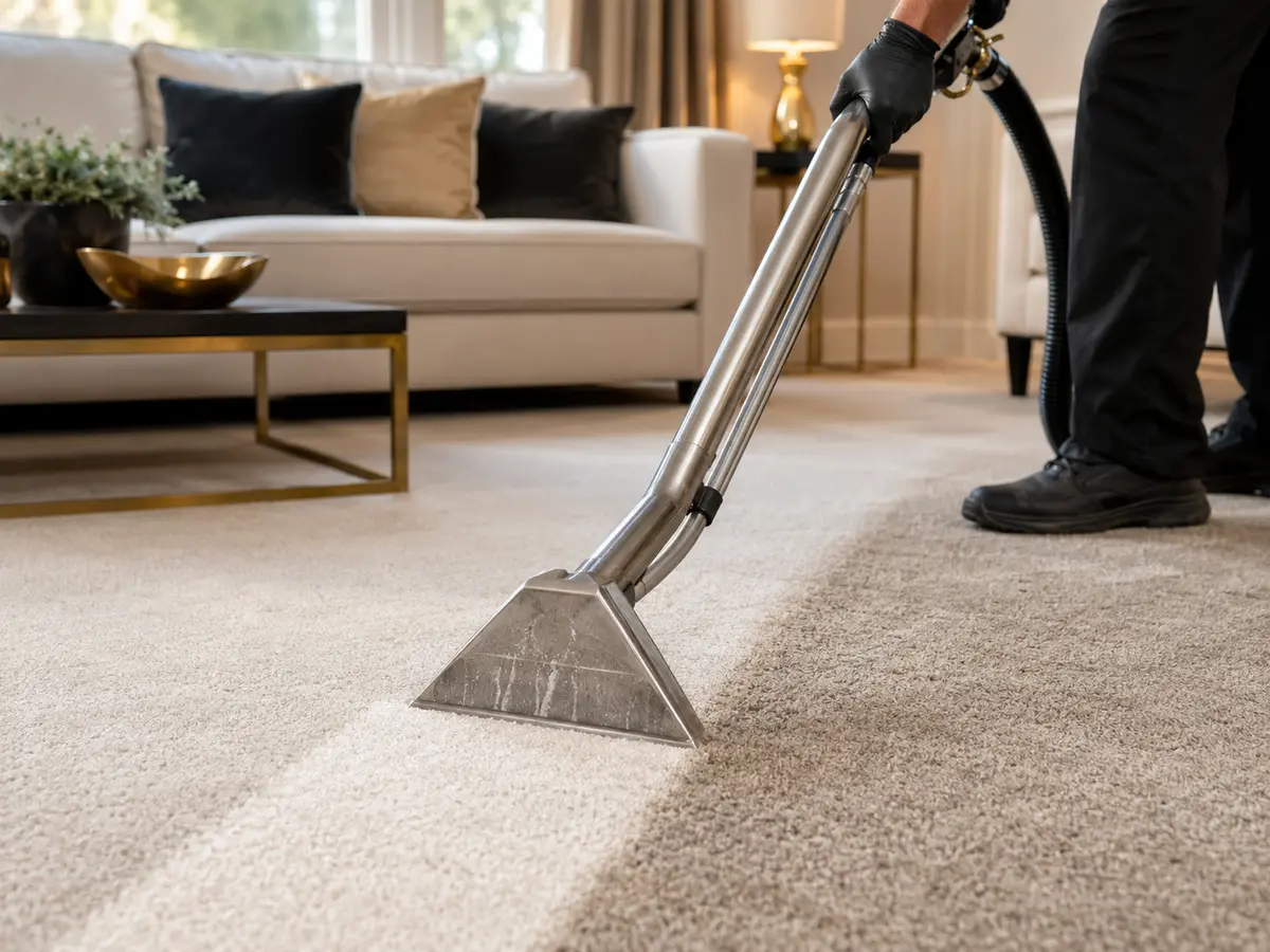 Carpet Cleaning service in progress